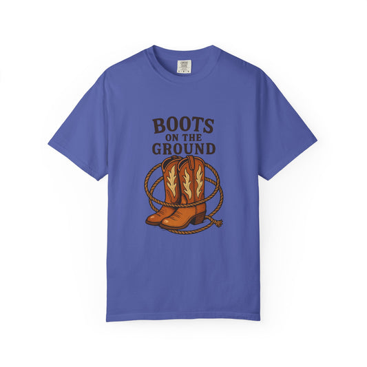 Boots on the Ground T-Shirt, Vintage Cowboy Tee, Unisex Graphic Tee, Country Western Apparel, Gift for Rodeo Fans, Everyday Casual Wear
