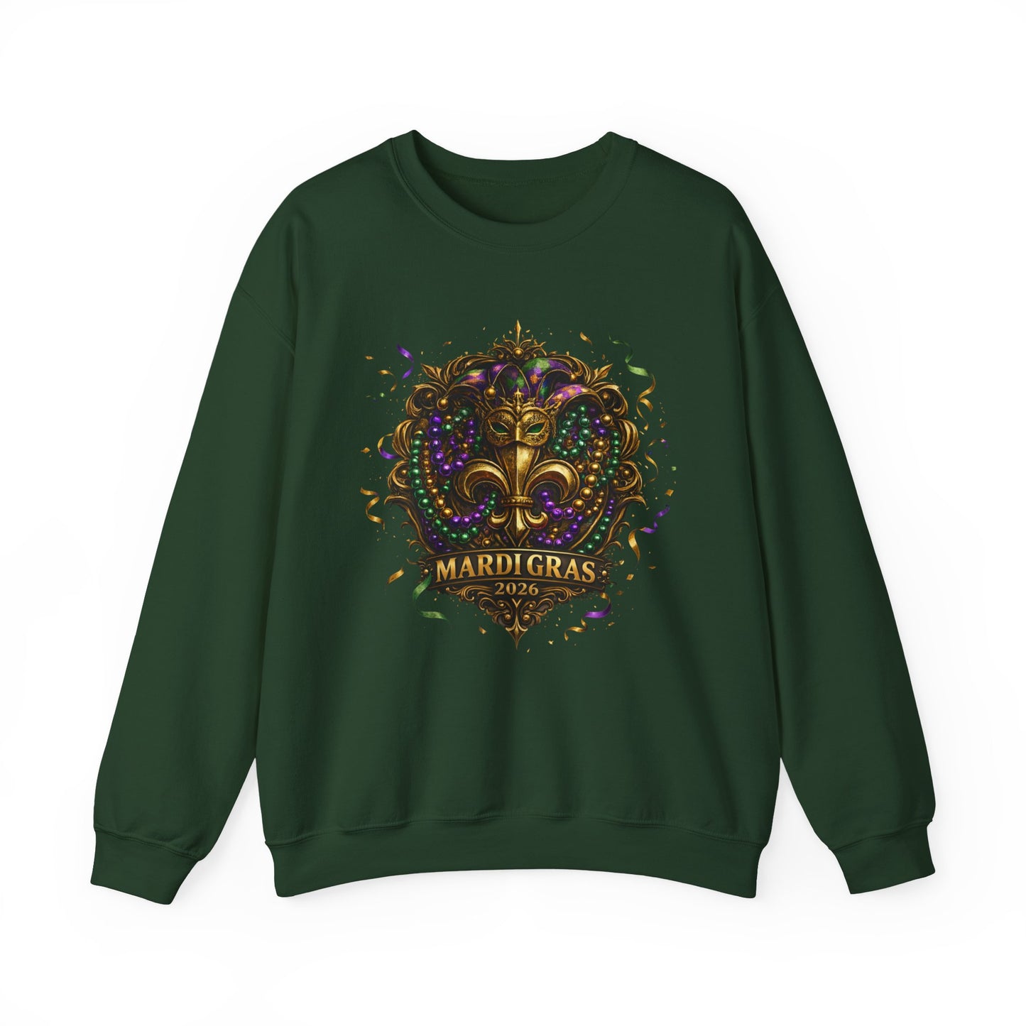 Mardi Gras 2026 – Fleur-de-Lis Beaded Streetwear Crewneck | Limited Edition