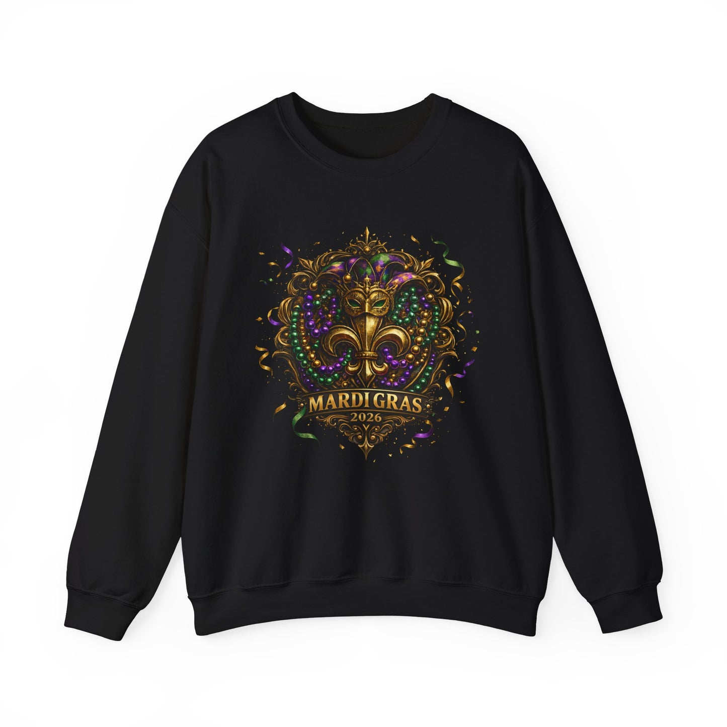 Mardi Gras 2026 – Fleur-de-Lis Beaded Streetwear Crewneck | Limited Edition